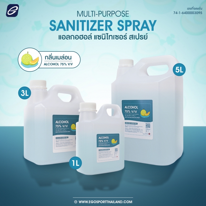 EGO ALCOHOL SANITIZER SPRAY 75% V/V (อีโก้ สเปรย์แอลกอฮอล์ฆ่าเชื้อ 75% ) กลิ่นเมล่อน