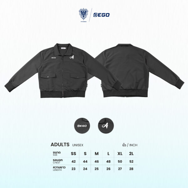 Second image of AE505 แจ็คเก็ตโอเวอร์ไซส์ที่มีกระเป๋าหลายช่อง สีดำ