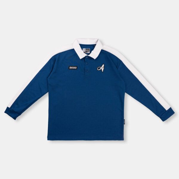 Second image of AE601 เสื้อโปโลแขนยาวทรงโอเวอร์ไซส์ สีน้ำเงิน