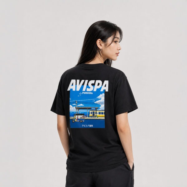 AE906 เสื้อยืดโอเวอร์ไซส์:ตุ๊กๆ สีดำ