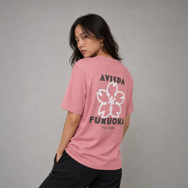 AE908 เสื้อยืดโอเวอร์ไซส์: ซากุระ สีชมพู