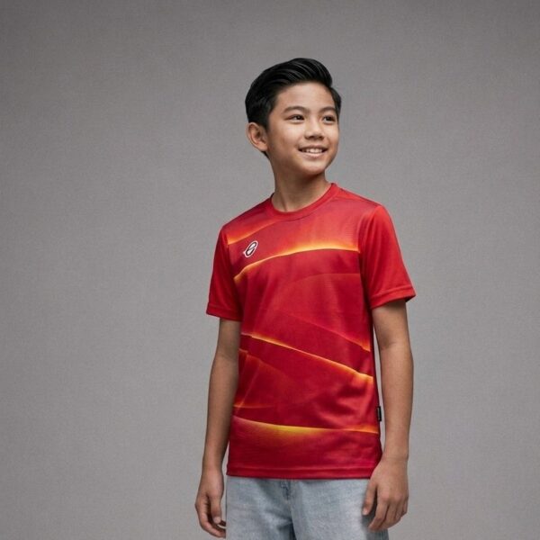 EG5180 KIDS  เสื้อฟุตบอลเด็กคอกลมพิมพ์ลาย GlowX (โกลวเอ็กซ์)  (EGO SPORT)