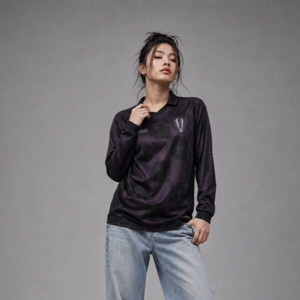 10TF004  เสื้อคอวีปกแขนยาว รุกฆาต แบล็คเอ้าท์ เจอร์ซี่ FCT สีดำ