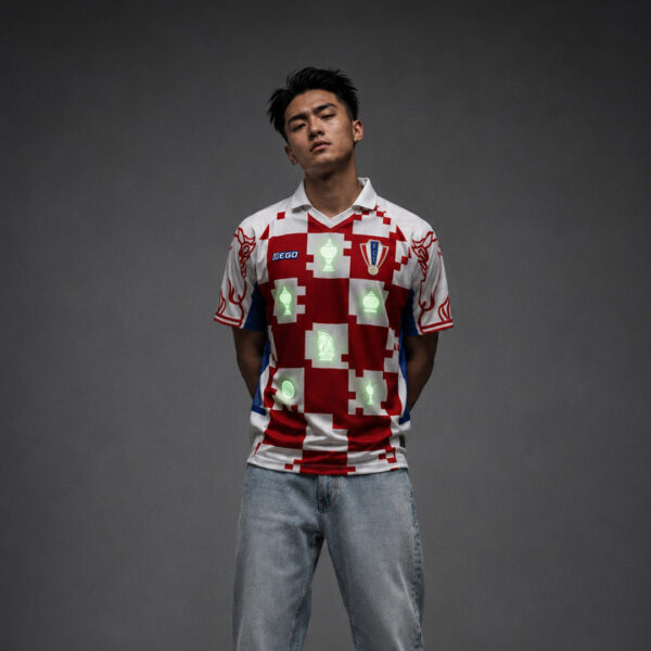 Second image of 10TF001  เสื้อคอวีปกแขนสั้น รุกฆาต เจอร์ซี่ FCT สีแดง